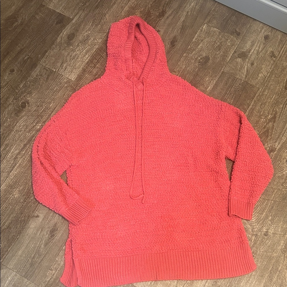 Zenana Outfitters Vibrant Coral Hooded Sweater